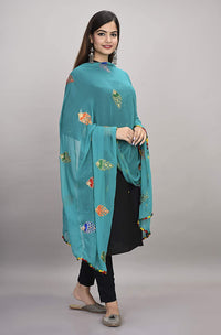 DIAMO Women's  Phulkari Chiffon Dupatta