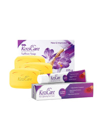 Kozicare Kojic Acid Soap & Saffron Face Cream Combo | Body Tan Removal Soap | Body Soap for Women & Men- Pack of 3 | Alpha Arbutin & Niacinamide Cream | Reduces Dark Spots and Enhances Glow-15gm