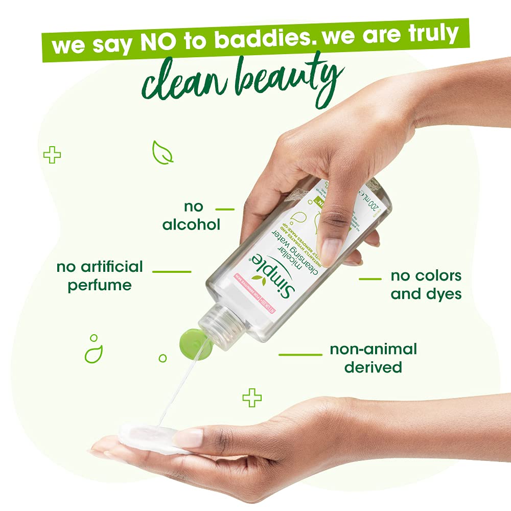Simple Kind to Skin Micellar Cleansing Water| Makeup Remover, 200 ml & Simple Kind to Skin Refreshing Facial Wash 150 ml