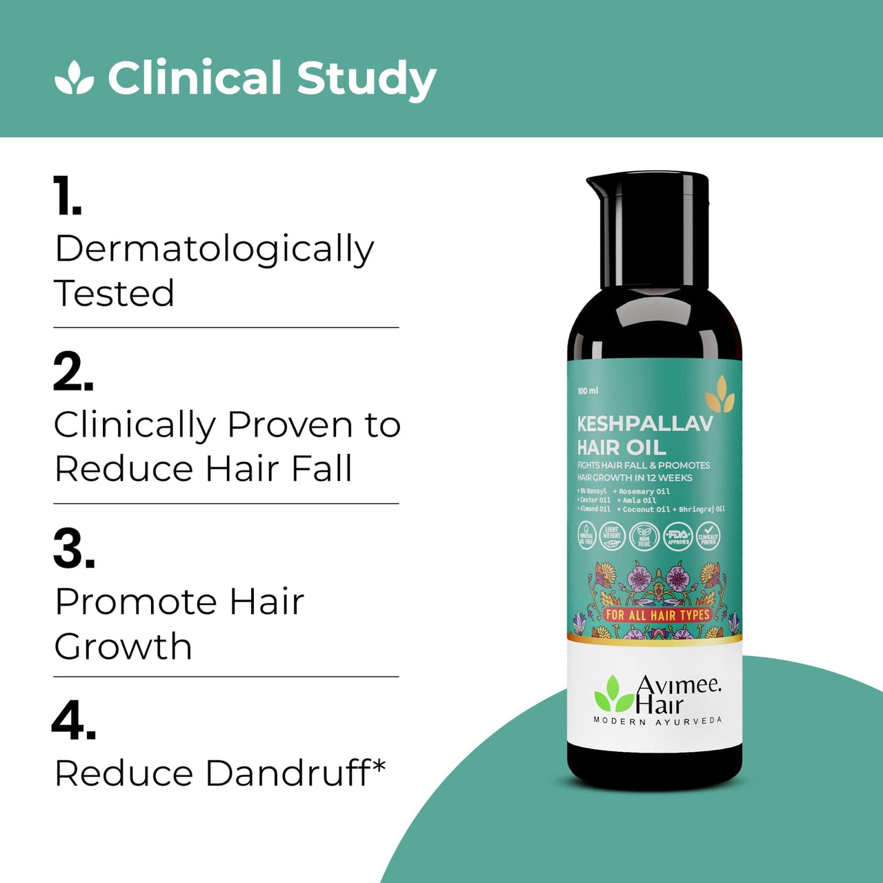 Avimee Herbal Keshpallav Hair Oil For Men & Women | Promotes Hair Growth & Reduces Hair Fall | With Rosemary, Castor, Amla, Coconut and Bhringraj Oil | Mineral Oil Free | 100 ml