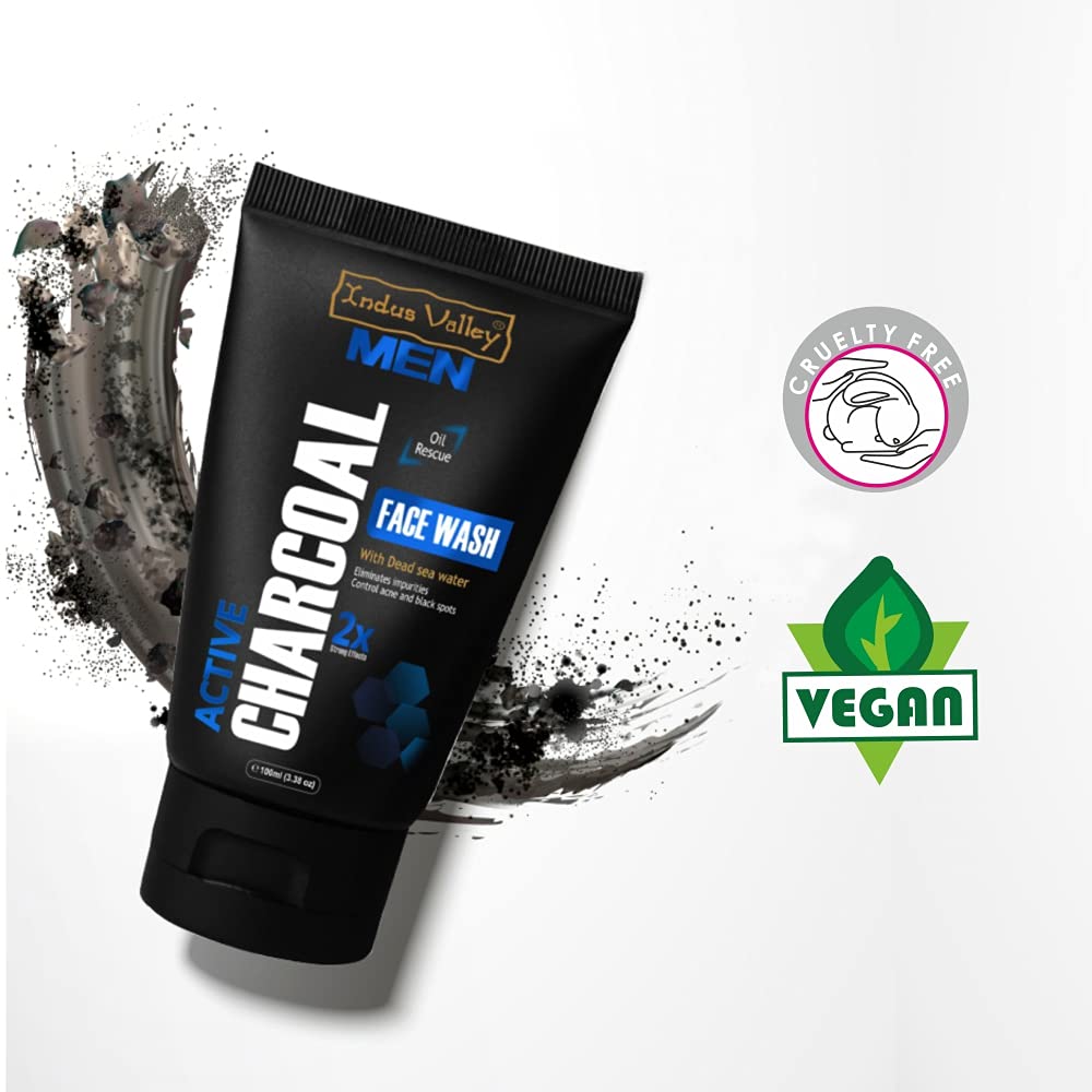 INDUS VALLEY Men 100% Natural Active Charcoal Oil Control Face Wash - (100ml)