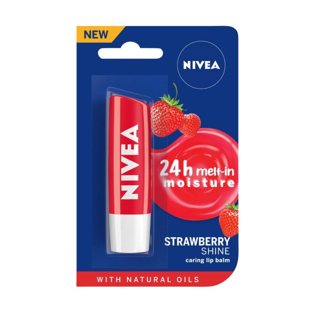 NIVEA Men 24 H melt-in mpisture Active Care clearing Lip Balm, SPF 15 & NIVEA Lip Balm, Fruity Strawberry Shine,4.8 g (Pack of 2)