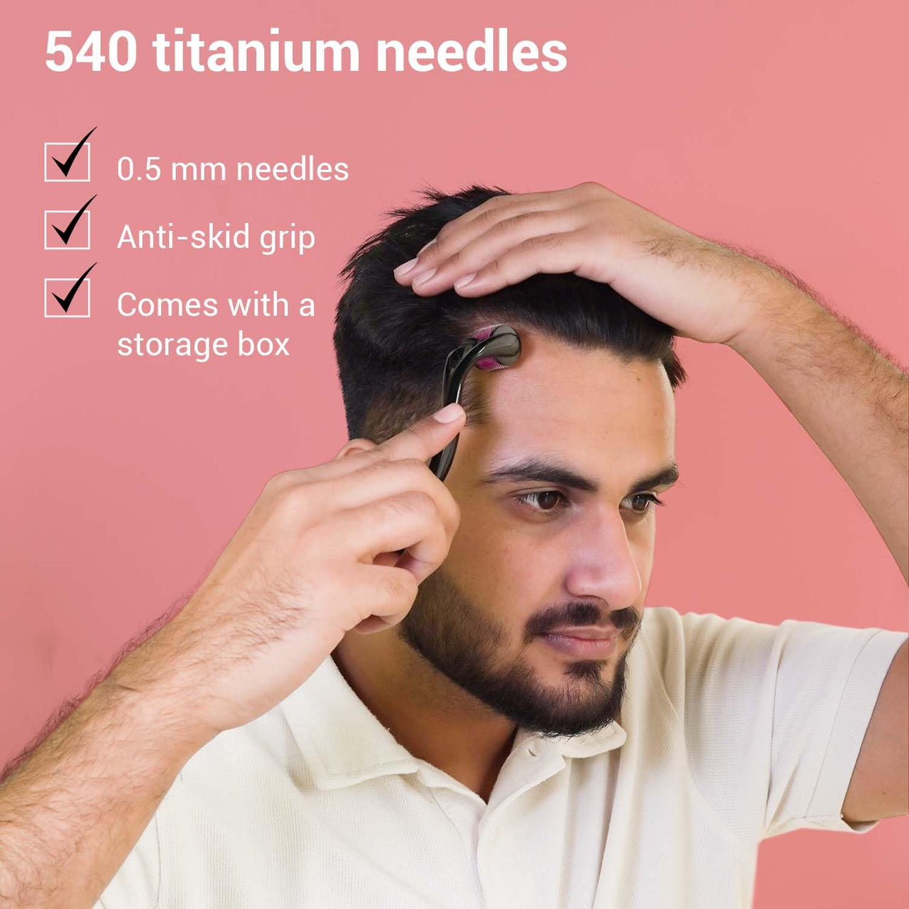 Sotrue Derma Roller For Hair Growth 0.5 mm with 540 Titanium Needles and Beardhood Hair Volumizing Powder Wax 20g