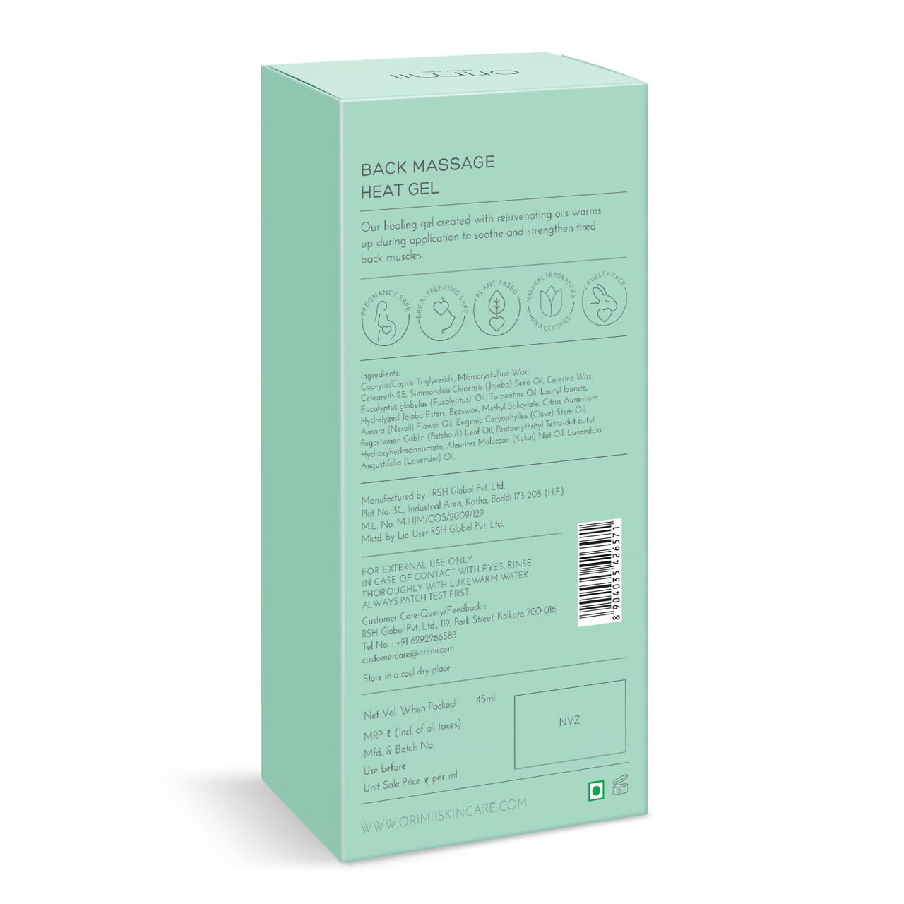 Orimii Back Massage Heat Gel with Natural Oils for Pain Relief | Strengthens Muscle Joints & Relieves Back Pain For Pregnant Women | Unique Gel Balm Texture for Quick Absorption (45ml)