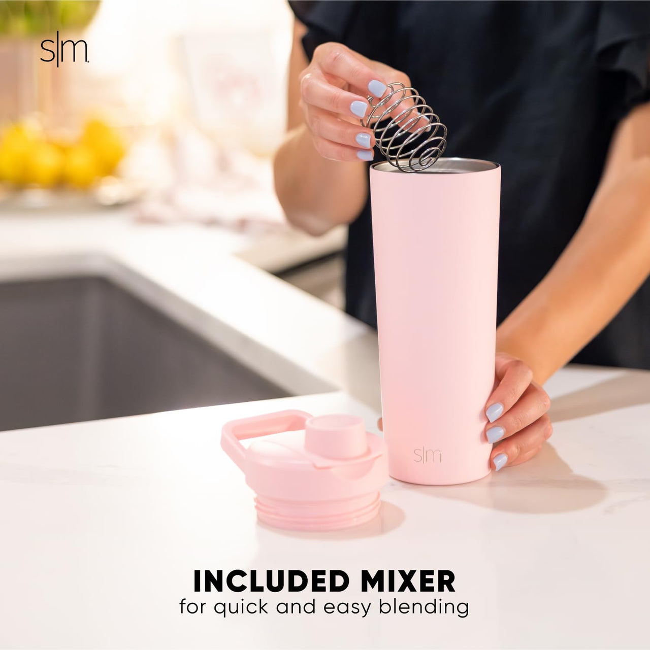 Simple Modern Stainless Steel Shaker Bottle with Ball 24oz | Metal Insulated Cup for Protein Mixes, Shakes and Pre Workout | Rally Collection | Ocean Water