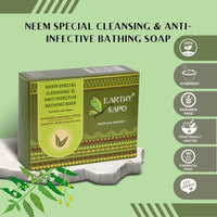 Earthy Sapo Handmade Neem Bathing Soap, 100g, Pack of 2 | Natural Cleansing Soap | Neem-Based Formula for Daily Use | Vegan, Eco-Friendly, Free from Chemicals