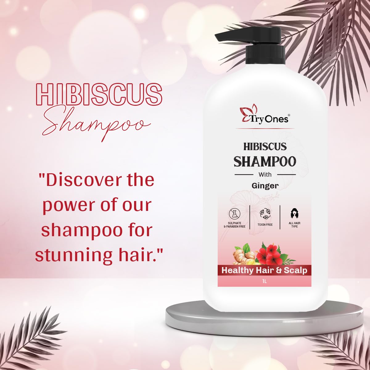TryOnes HIBISCUS SHAMPOO Damage Repair With & Curry Leaves for Strong & Nourished Hair | For Dry & Frizzy Hair | For Smoother 1000 ml