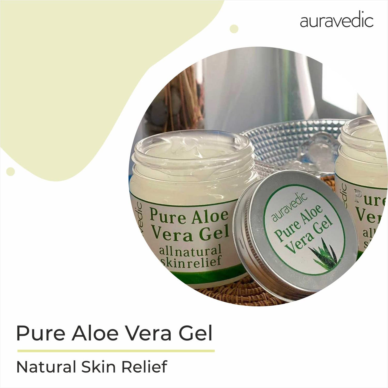 Auravedic Pure Aloe Vera Gel With Green Tea – Pack of 2 (200gm Each), Multi-Purpose Gel For Face, Hair, Under Eyes & Acne, Hydrating & Paraben-Free Formula For Glowing Skin