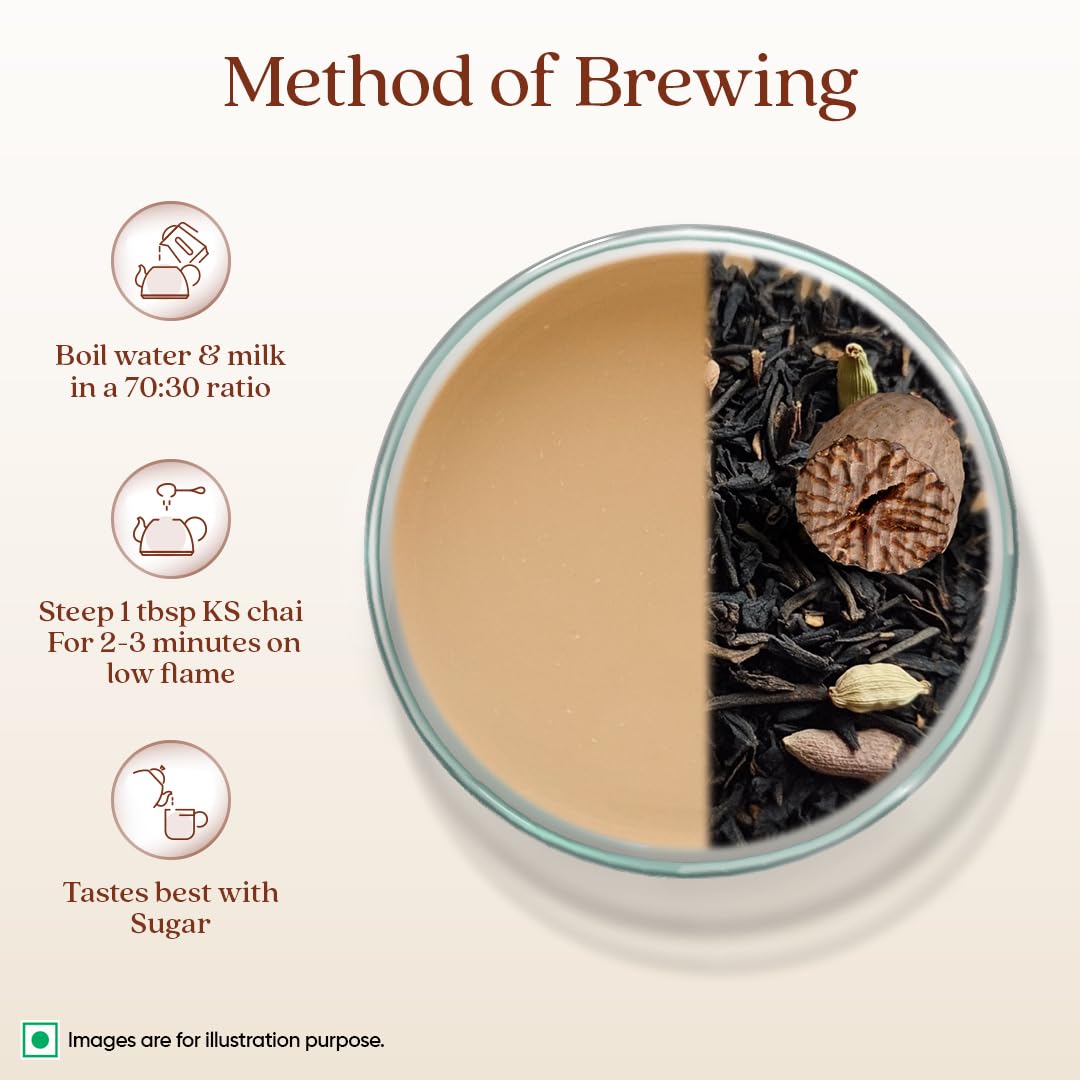 1868 by TATA Tea Kolkata Street Chai, Blend of Assam Black Tea, Ginger, Cardamom, Nutmeg, Spicy, Strong, Sweet, Whole Loose Leaf, From House of TATA (30 Cups/100g)