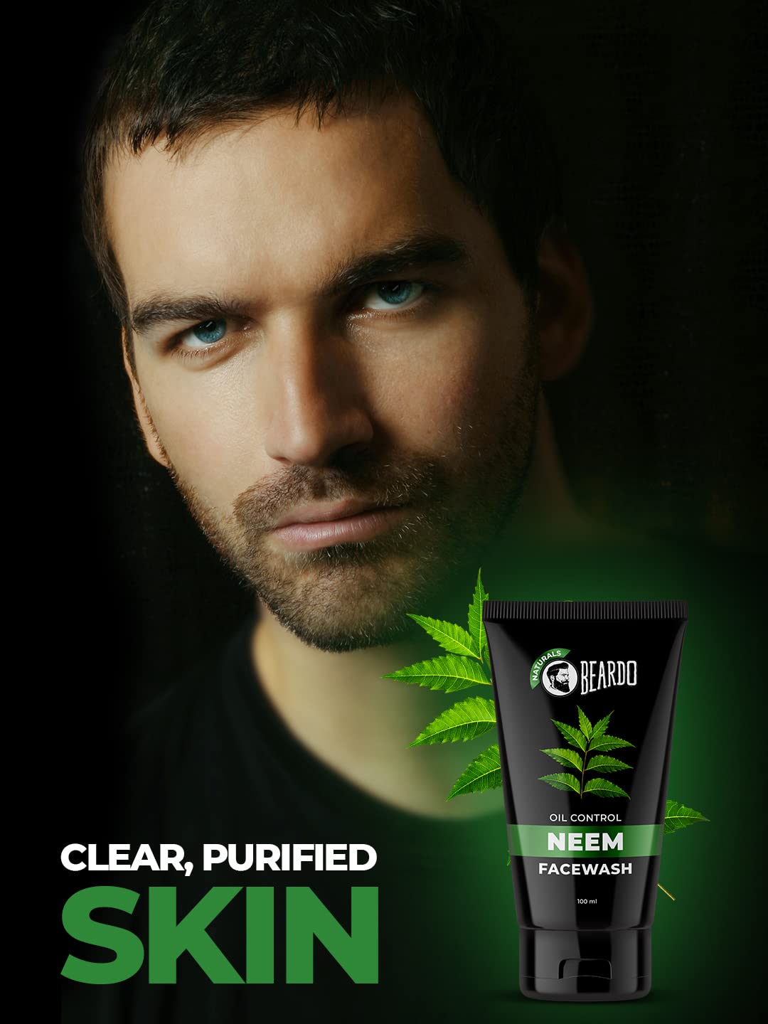 Beardo Purifying Neem Face Wash for Oil Control, 100ml (Pack of 2) | Soothes & Heals | Daily facewash for men | Gentle cleansing for oily-acne-prone skin
