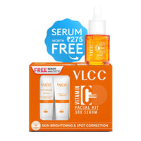 VLCC Vitamin C Serum Facial Kit - 135g | Skin Brightening Facial Kit | Skin Brightening Facial at Home | Fades Spots and Dullness | Vitamin C, Hyaluronic Acid & Ferulic Acid