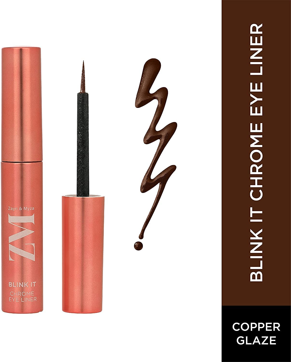 ZM Zayn & Myza Blink It Chrome Eyeliner | Metallic Finish | Smudgeproof, Transfer-proof & Waterproof Formula | Long lasting | Enriches with Rosehip Oil | Pink Metal, 3.5 G