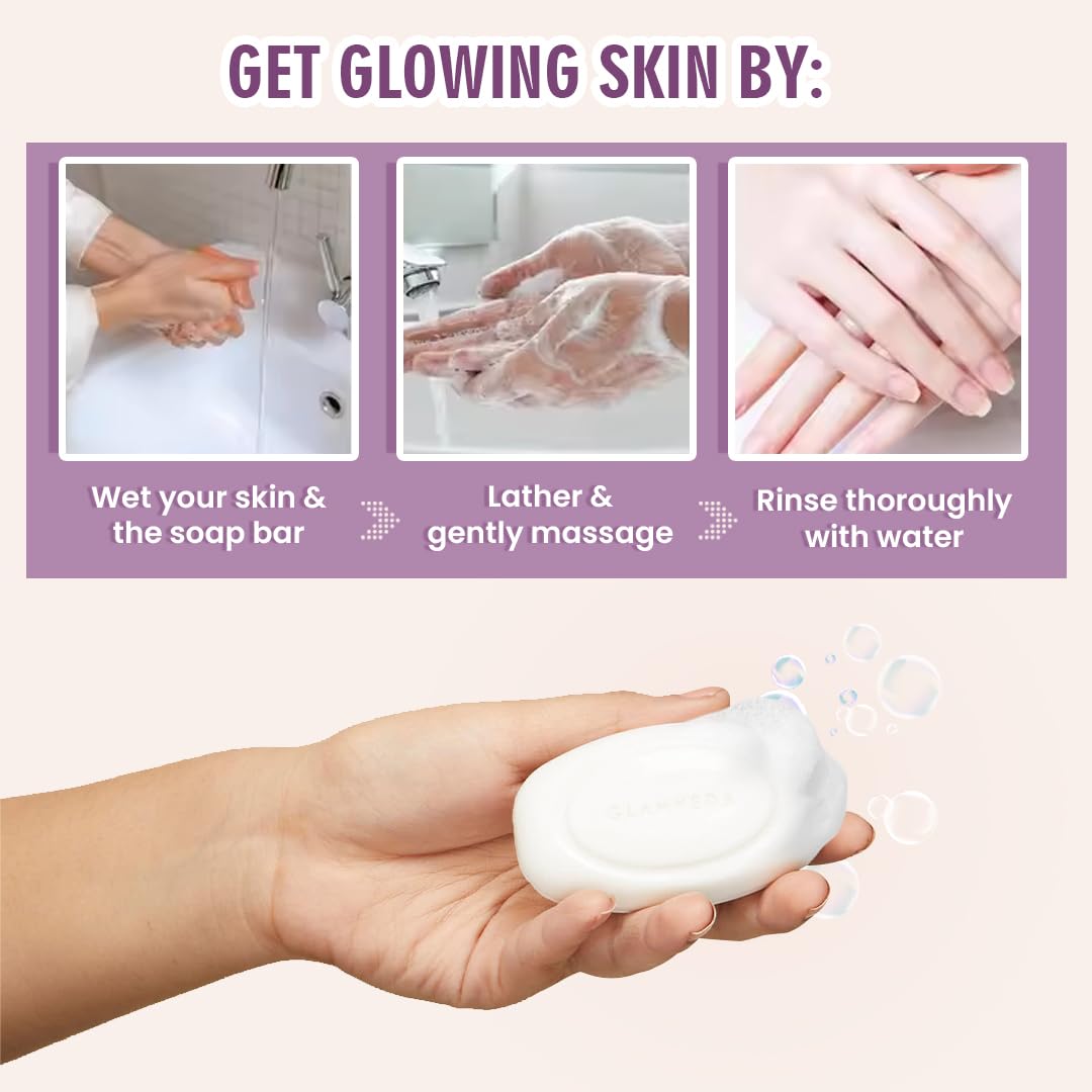 Glamveda Anti Acne 1% ww Glycolic Acid & 1% ww Salicylic Acid Soap | Reduces Dark Spots, Acne Scars & Hyperpigmentation - 75gm Pack of 2