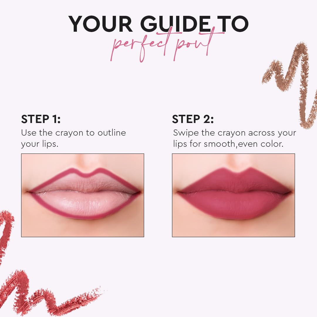 Million Colors Lip Crayon Lipstick | 8H Long-Lasting Matte | Hydrating & Lightweight | Highly Pigmented | Smudge-Proof & Transfer-Proof | Hyaluronic Acid & Shea Butter (Barbie Crush 05, 3g)