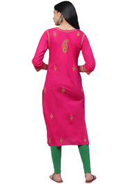 Ada Women's  Straight Cotton Kurti Lucknowi Handmade Chikankari Tunic Kurta