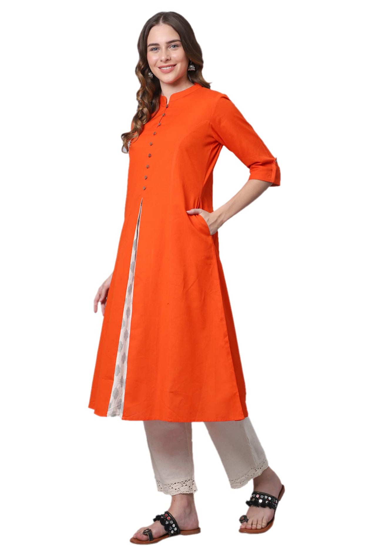 Pistaa's  Women Cotton Printed Cut Regular Kurta