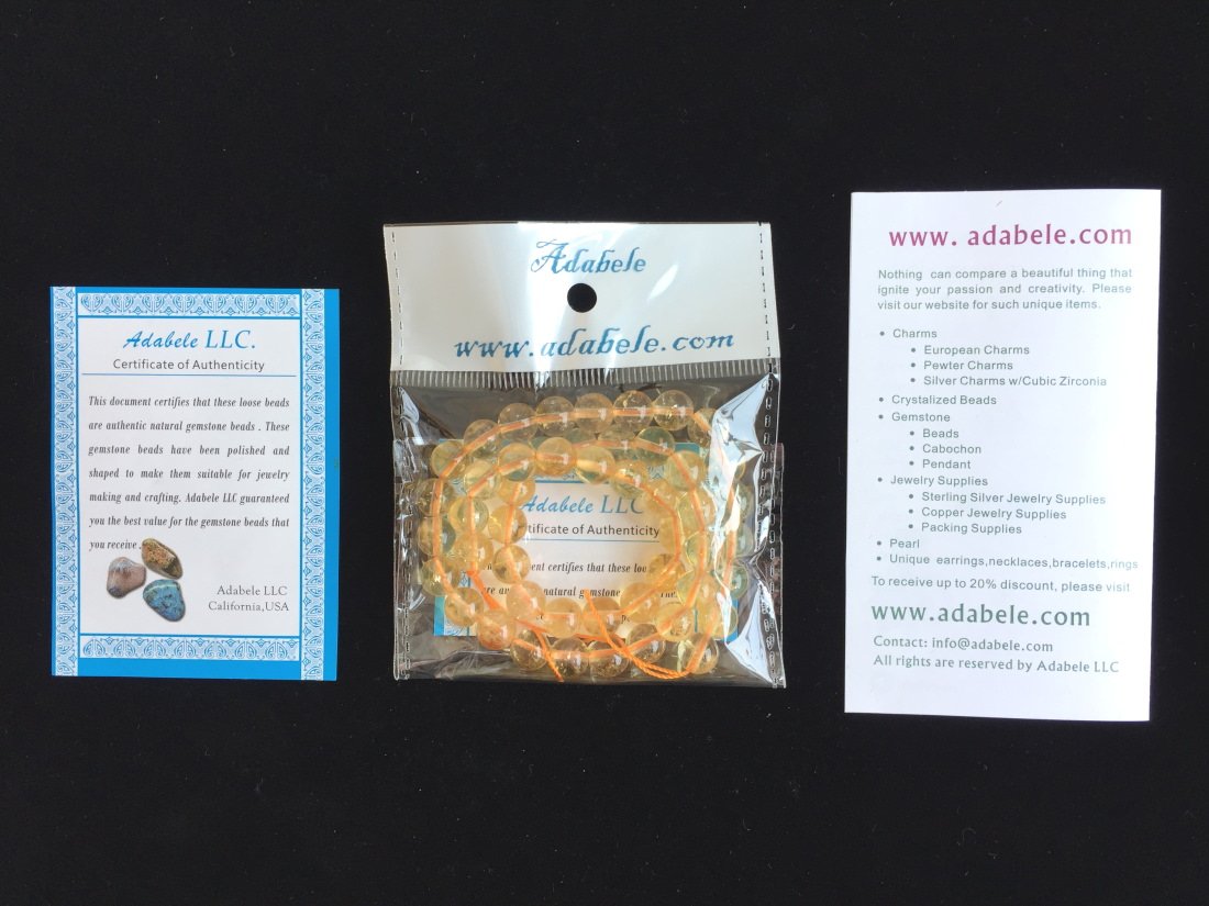 1 Strand Adabele Natural Citrine Yellow Crystal Healing Gemstone 8mm Round Loose Stone Beads (44-47pcs Total) for Jewelry Making GH2-8 8mm (1 Strand) Citrine Crystal