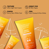 Conscious Chemist® Sunscreen SPF 50 | 150g | Sunscreen for Oily Skin, Instant Cooling, De-tan SPF Body Lotion, Niacinamide with Ceramides & Betaine, UVA/UVB Protection, Reduces Dark Spots, All Skin Types - Body Guard