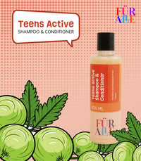FurAlle Teens Active Shampoo & Conditioner | 2-in-1 Hair Care with Aloe Vera, Argan Oil, Biotin, Amla & Onion Extract | Repair, Strengthens & Healthy Hair for Boys & Girls| 200ml