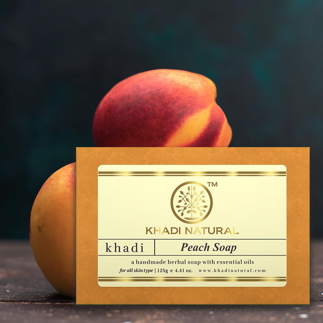 KHADI NATURAL Herbal Peach Soap| Hyderates Skin| Removes Dark Spots| Reduces Tanning| Pack of 2 | (125 * 2) (250gm)