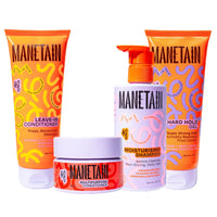 MANETAIN Washday Hold Bundle Full Size - Complete Curly Hair Care Set | Moisturizing Shampoo 237ml | Multipurpose Conditioner 200gm | Leave-In Conditioner 200ml and Hard Hold Gel 200ml