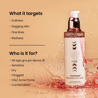 BiE Vin Rouge Renewing Face Wash with Non Alcoholic Red Wine, Resveratrol, Vitamin E & Wild Cherry Bark | Cleanser For Hydration, Glow & Anti-Aging | Mild & Foaming Face Wash | All Skin Types | 100ml