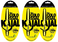 Maybelline New York Colossal Kajal Pencil, Black, Combo Pack Of 3, Matte Finish
