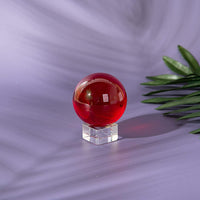 LONGWIN 40mm(1.6 inch) Solid Mini Fengshui Crystal Ball Healing Crystals(Red) Red