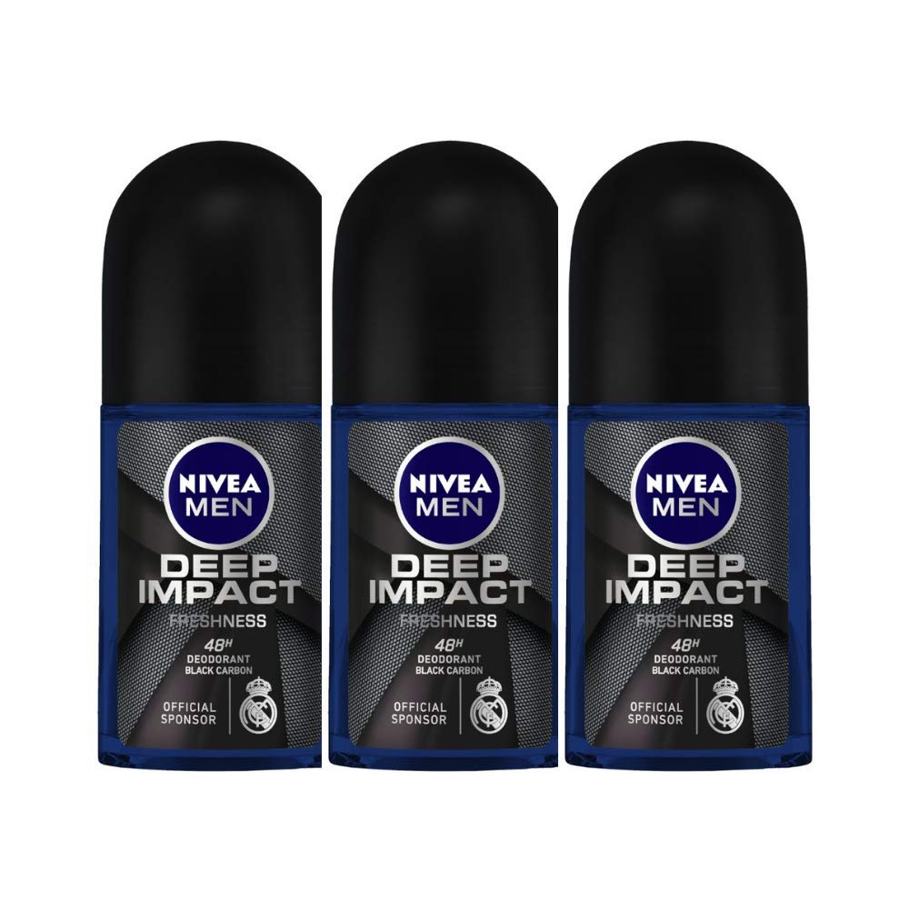 Nivea MEN Deep Impact Freshness Deodorant Roll-On, for Men, 50ml (Pack of 3)