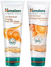 Himalaya Tan Removal Orange Face Scrub, 100G And Himalaya Herbals Tan Removal Orange Peel-Off Mask, 100G