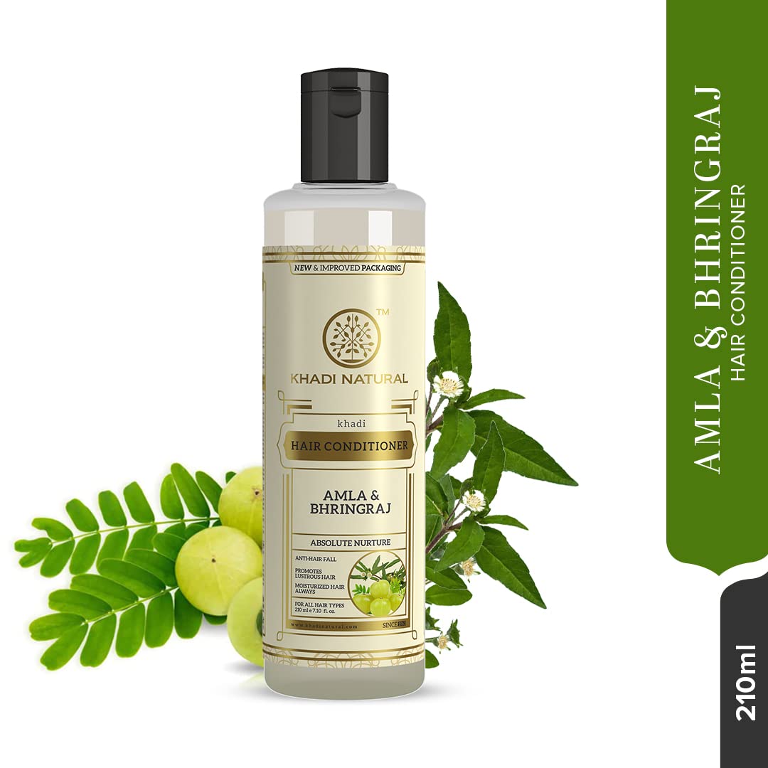 Khadi Natural Amla and Bhringraj Hair Conditioner 210ml, Anti-Hair Fall Conditioner, Nourishing Conditioner for Healthy Hair, Paraben and Silicone-Free, Suitable for All Hair Types