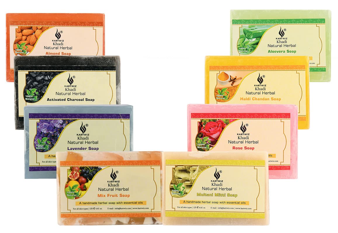 Herbigiri Herbal Bathing Handmade Assorted Soap with Essential Oils || Pack of 8