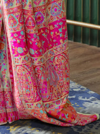 AKHILAM Women's  Banarasi Cotton Blend Saree With Blouse Piece