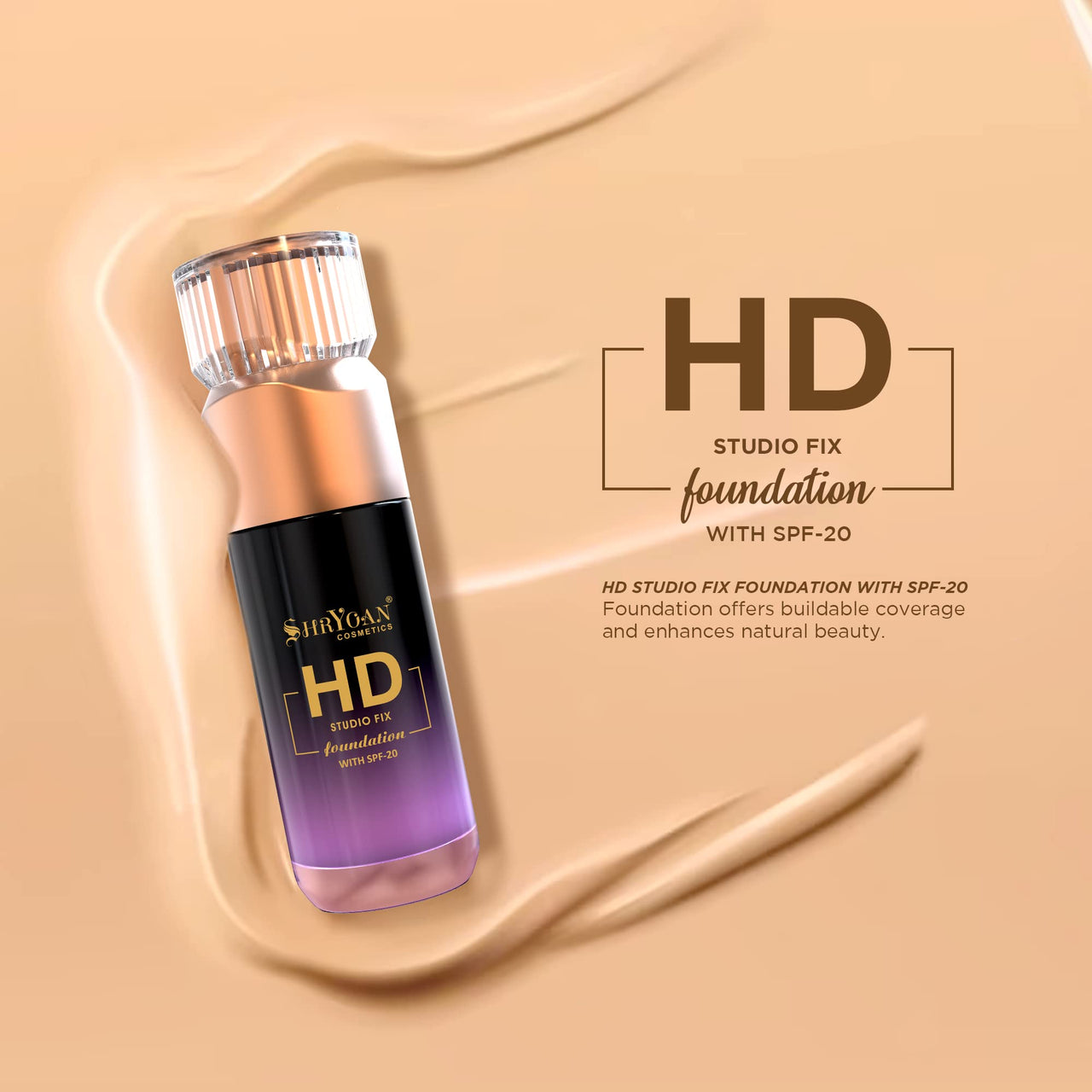 Shryoan HD Studio Fix Foundation | Full Matte Coverage & Waterproof with Long Lasting Concealing Formula| For Daily Use (55g)