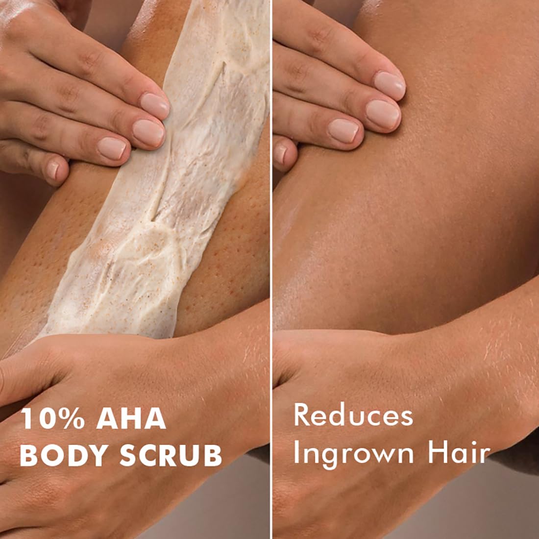 mCaffeine 10% AHA & Green Tea Body Scrub for Tan Removal & Soft-Smooth Skin | For Women & Men | De-Tan Bathing Scrub with Coconut Oil, Removes Dirt & Dead Skin from Neck, Knees, Elbows & Arms