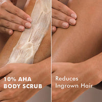 mCaffeine 10% AHA & Green Tea Body Scrub for Tan Removal & Soft-Smooth Skin | For Women & Men | De-Tan Bathing Scrub with Coconut Oil, Removes Dirt & Dead Skin from Neck, Knees, Elbows & Arms