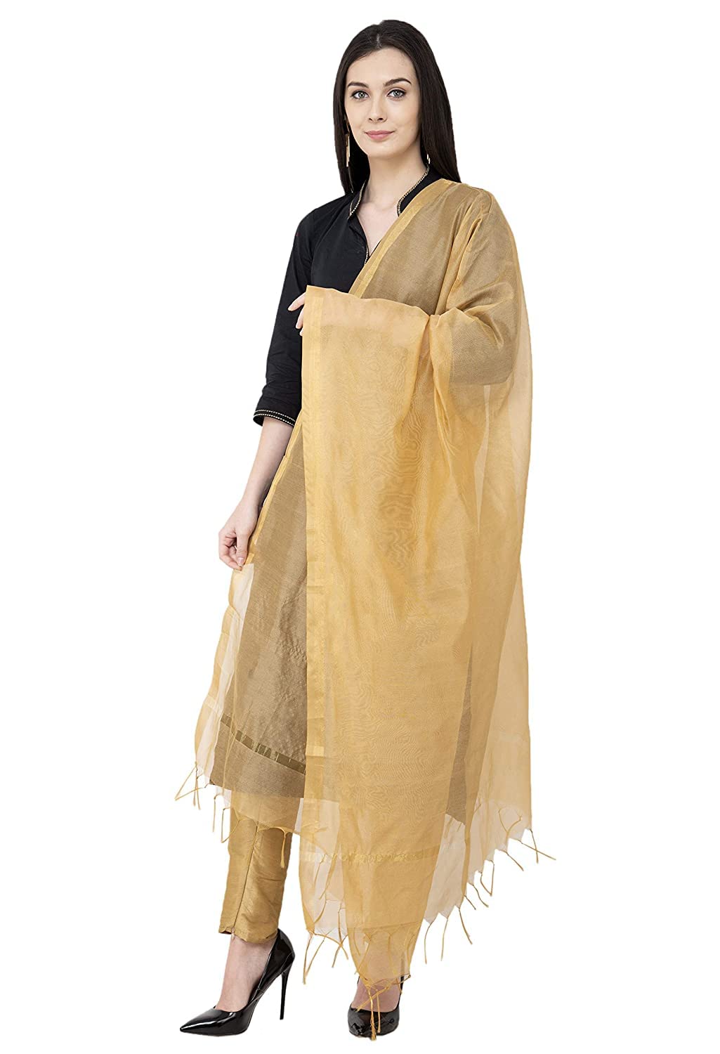 TRENDLOOK Women's  Solid Cotton Silk Dupatta