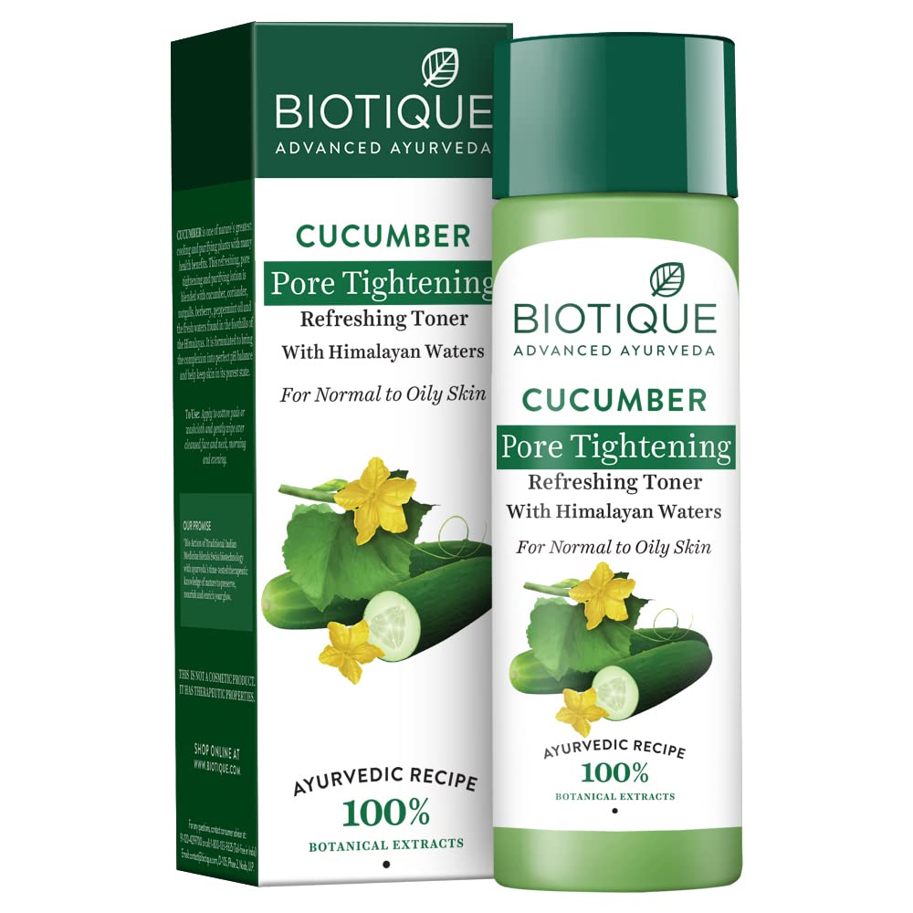 Biotique Honey Gel Soothe & Nourish Foaming Face Cleanser Foe All Skin Types, 120ml & Biotique Cucumber Pore Tightening Refreshing Toner with Himalayan Waters, 120ml