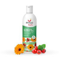 Mylo Care Stretch Marks Oil - with Sea Buckthorn, Rosehip, Argan & Coconut Oil - Vitamin E Oil for Scars & Stretch Mark Lightening - Natural Skin Care Solution for Pregnant Women - 100ml