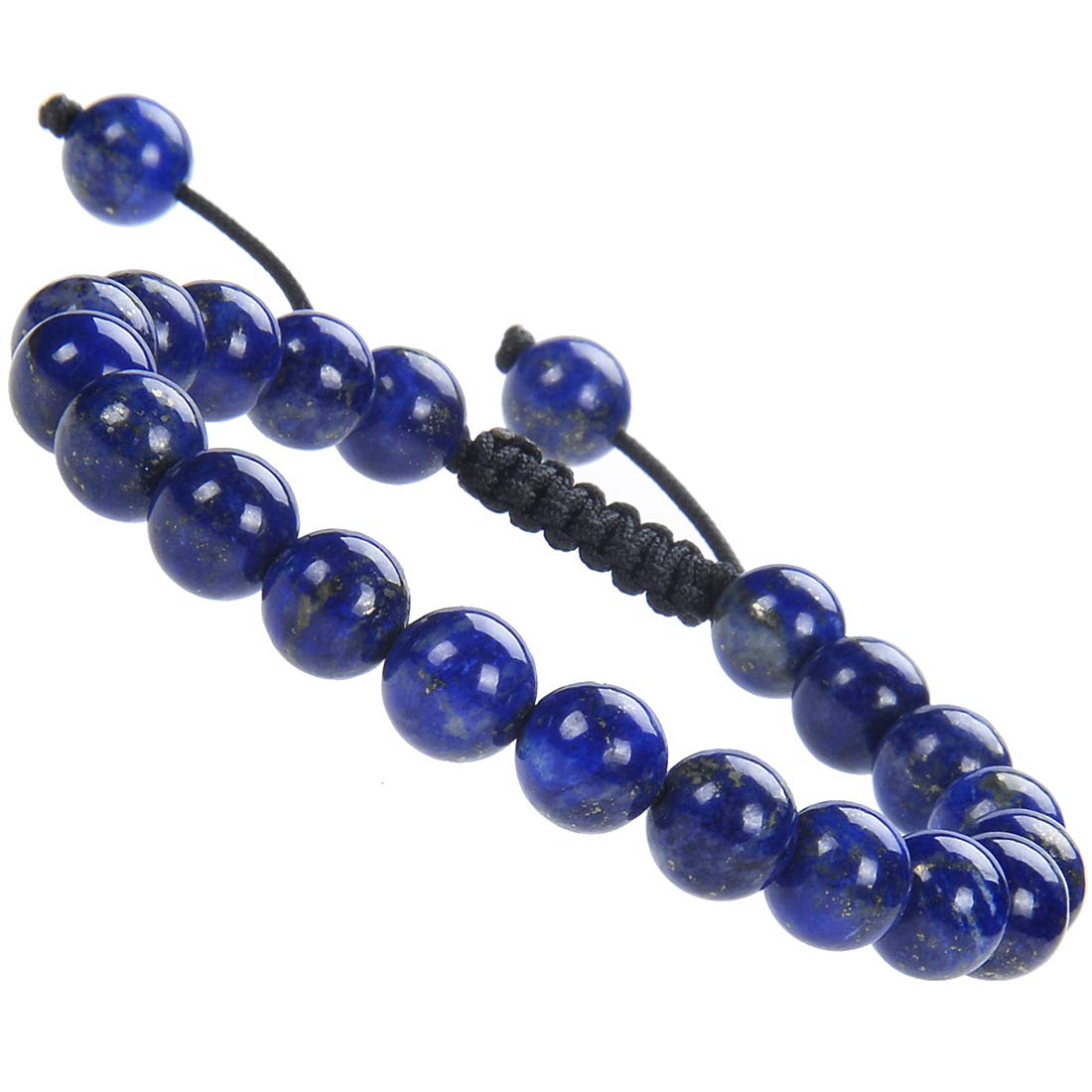 Massive Beads Natural Healing Power Gemstone Crystal Beads Unisex Adjustable Macrame Bracelets 8mm Lapis