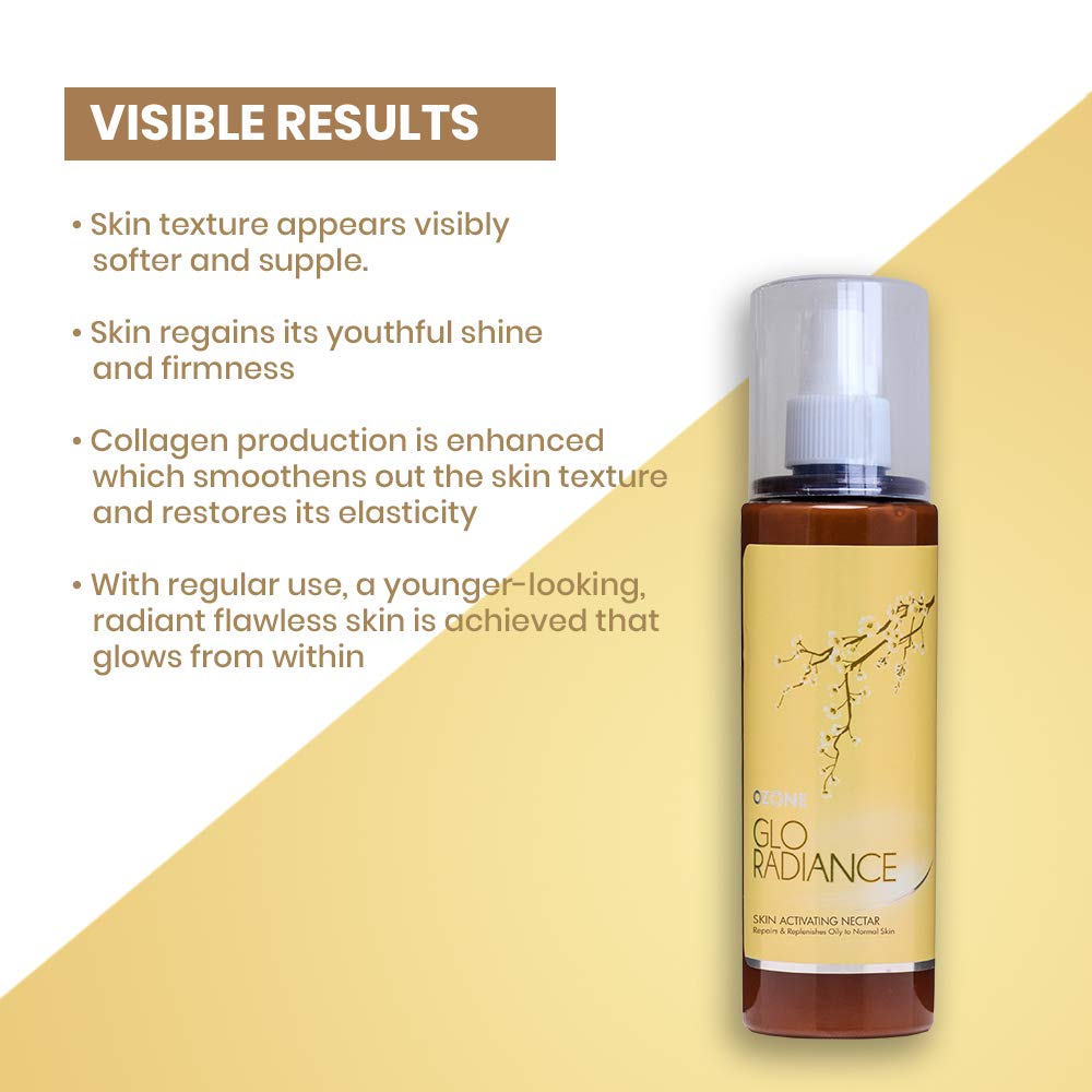 Ozone Glo Radiance Nectar Visibly Flawless Skin Spray Moisturizer - 100% Natural Products. (Paraben & Chemical Free). Suitable For All Skin Types. - 150 Ml