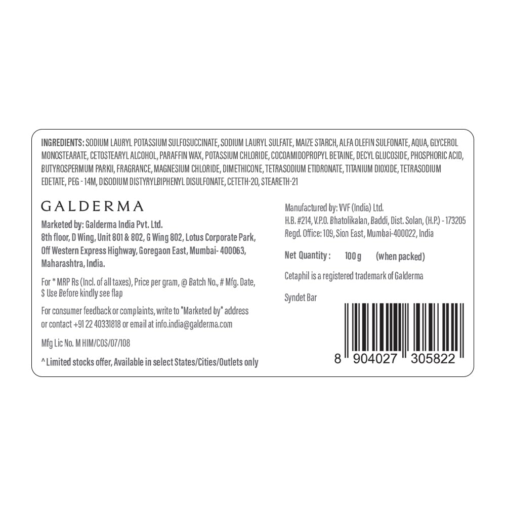 Cetaphil Cleansing Moisturizing Syndet Bar 100gm