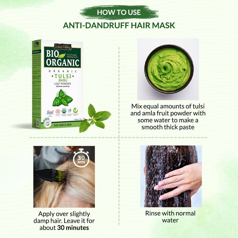 Indus Valley 100% Organic Tulsi Powder | Natural Tulsi Leaf Powder for Face & Skin Care - 100 gm