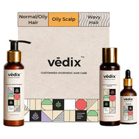Vedix Customized Hair Fall Control Regimen for Normal/Oily Hair,Scalp & Wavy Hair-Ayurvedic Hair Care Regimen-3 Product Kit-Anti Hair Fall Oil Neem + Lotus - Anti-Hairfall Shampoo - Hair Growth Serum
