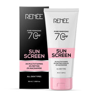 RENEE Pore Minimizing Sunscreen Spf 70 With 2% Niacinamide For All Skins, 2% Peptide & 3% Multivitamins, 50Ml
