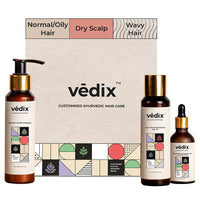 Vedix Customized Hair Fall & Dandruff Control For Normal/Oily Hair - Anti Hair Fall Oil Onion + Indian Licorice - Anti-Hairfall Shampoo - Nuyantra Pro Hair Growth Serum X Dandruff Care
