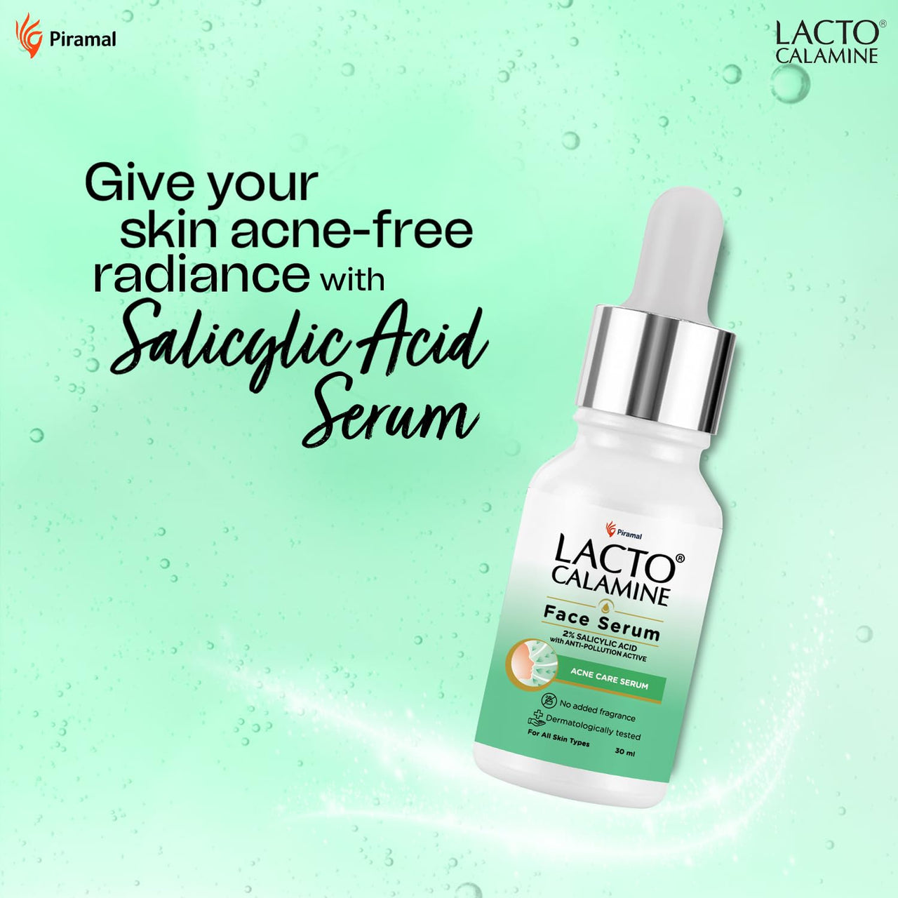 Lacto Calamine 2% Salicylic Acid Serum |30ml x 2 |Face Serum For Acne, Blackheads,Oil control & Open Pores | Serum For Clear Skin | Face Serum for Women & Men |Dermatologically Tested & Fragrance Free