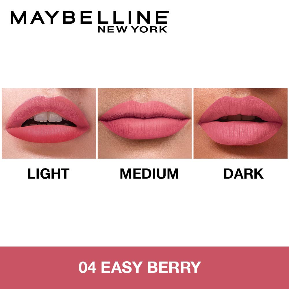 Maybelline New York Lipstick, Matte Finish, Non-Sticky and Non-Drying, Sensational Liquid Matte, 04 Easy Berry, 7ml