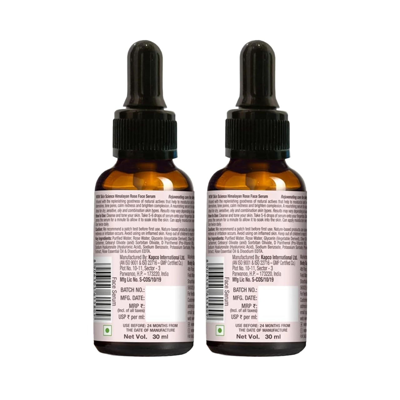 WOW Skin Science Hydrating Himalayan Rose Face Serum | Rose Essential Oil & Beetroot | Vitamin B5 & E for Repair, Blemishes, Toning & Bright Skin | Paraben Free | For Women & Men | 30 ml ) Pack of 2