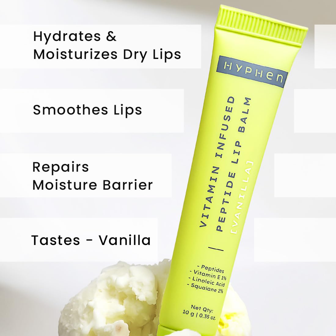 Hyphen - Vitamin Infused Peptide Lip Balm - Vanilla for Dry & Chapped Lips | Hydrating & Moisturizing Lip Balm for Men & Women | Lip Balm for Dark Lips | Smoothen Lips & Repair Moisture Barrier | Hyphen | Hyphen Products | Vegan, SLS & Parabens Free | 10